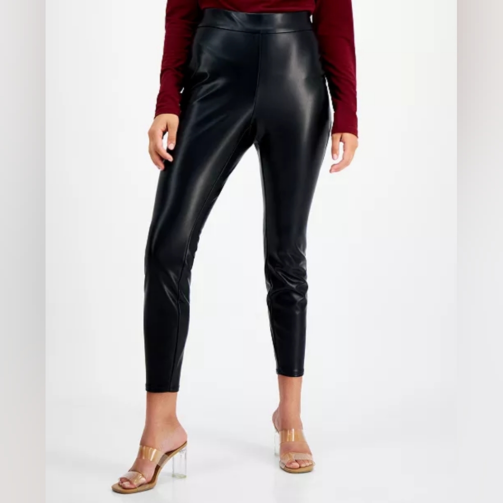 NWT - Bar III Black Soft Faux Leather Leggings - Size L